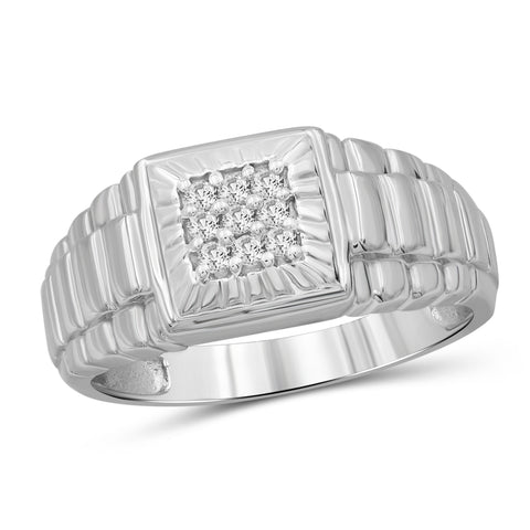 Jewelnova 1/7 Carat T.W. White Diamond 10k White Gold Men's Ring