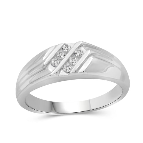 Jewelnova 1/7 Carat T.W. White Diamond 10k White Gold Men's Ring