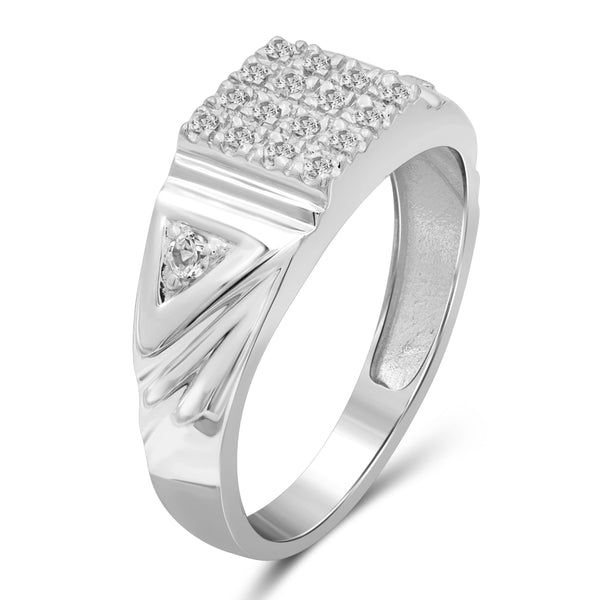 Jewelnova 1/4 Carat T.W. White Diamond 10k White Gold Men's Ring