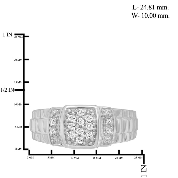 Jewelnova 1/4 Carat T.W. White Diamond 10k White Gold Men's Ring
