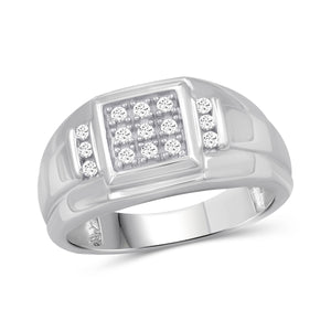 Jewelnova 1/4 Carat T.W. White Diamond 10k White Gold Men's Ring