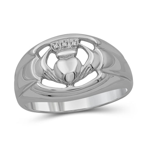 Jewelnova Accent White Diamond 10k White Gold Men's Ring