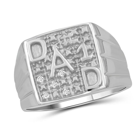 Jewelnova Accent White Diamond 10k White Gold Men's Ring