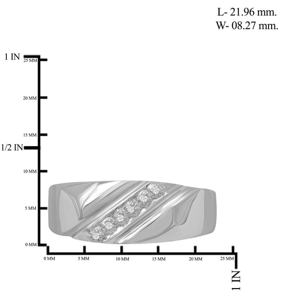 Jewelnova 1/20 Carat T.W. White Diamond 10k White Gold Men's Ring