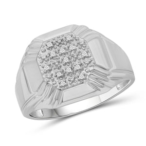 Jewelnova 1/20 Carat T.W. White Diamond 10k White Gold Men's Ring