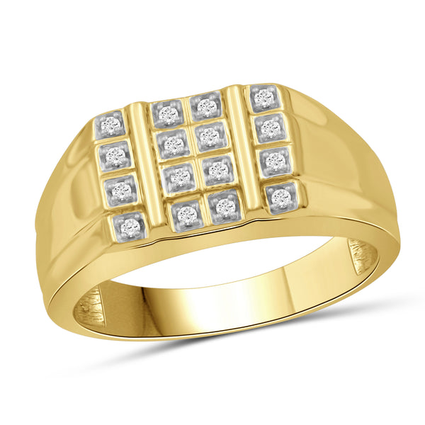 Jewelnova 1/10 Carat T.W. White Diamond 10k White Gold Men's Ring