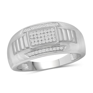 Jewelnova 1/7 Carat T.W. White Diamond 10k White Gold Men's Ring