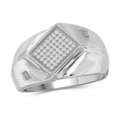 Jewelnova 1/7 Carat T.W. White Diamond 10k White Gold Men's Ring