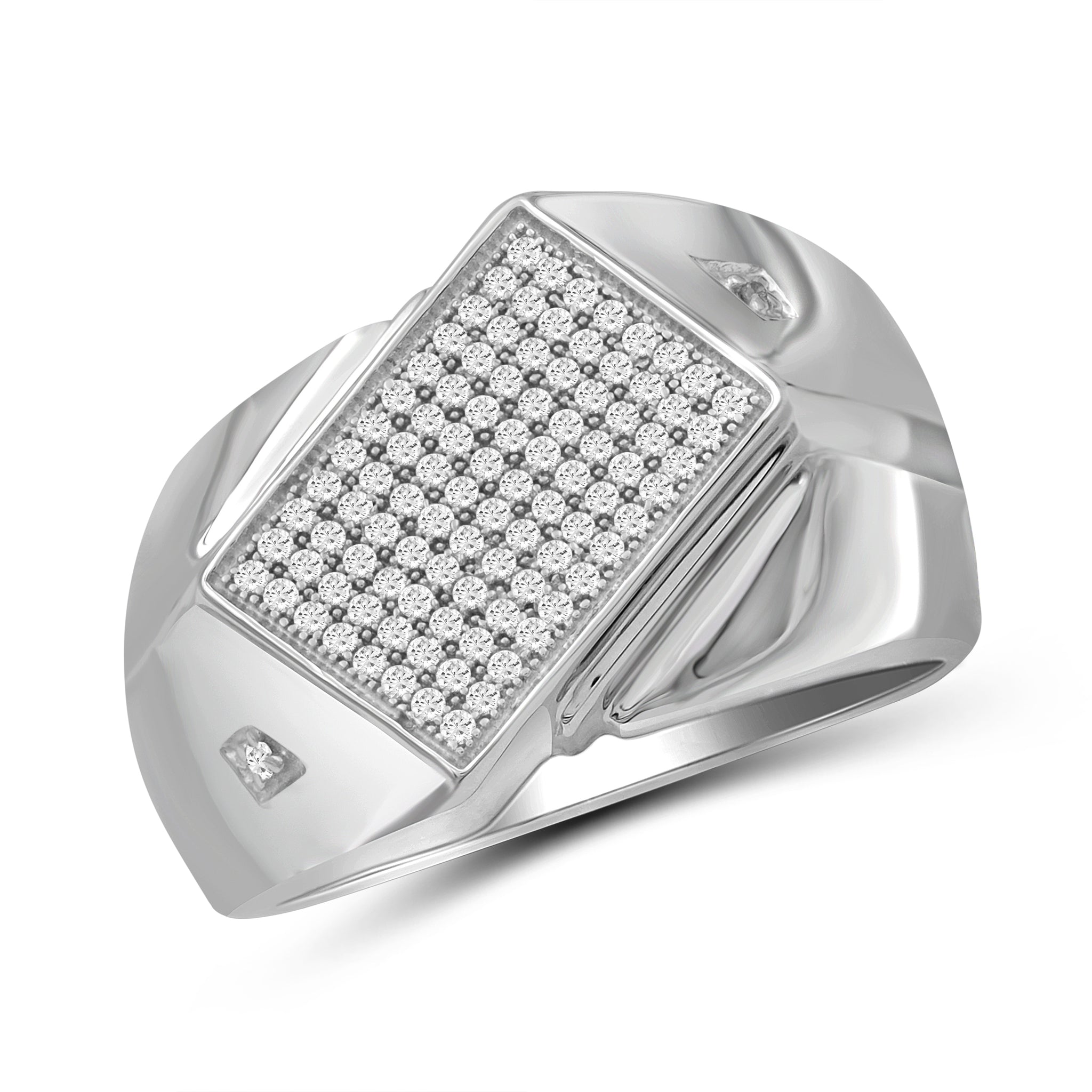 Jewelnova 1/3 Carat T.W. White Diamond 10k White Gold Men's Ring