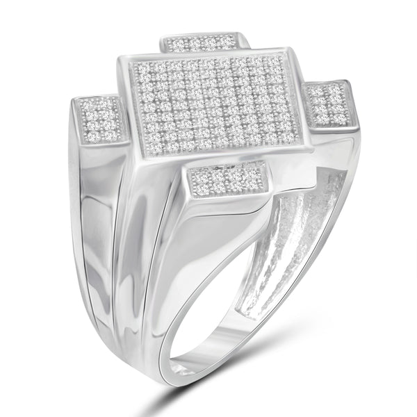 Jewelnova 1/2 Carat T.W. White Diamond 10k White Gold Men's Ring