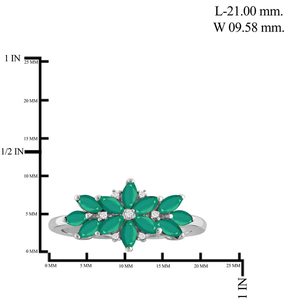 JewelonFire 0.95 Carat T.G.W. Emerald And 1/20 Ctw White Diamond Sterling Silver Ring - Assorted Colors