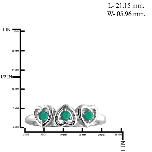 JewelonFire 0.25 Carat T.G.W. Emerald Sterling Silver Heart Ring - Assorted Colors