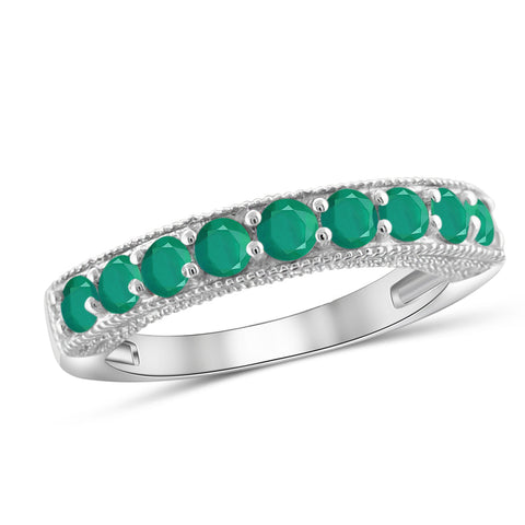 JewelonFire 0.90 Carat T.G.W. Emerald Sterling Silver Band - Assorted Colors