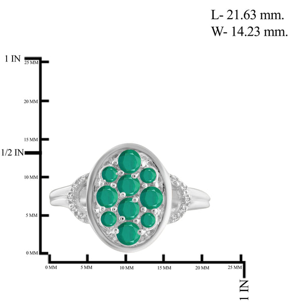 JewelonFire 0.85 Carat T.G.W. Emerald And 1/20 Carat T.W. White Diamond Sterling Silver Ring - Assorted Colors