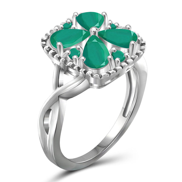 JewelonFire 2.65 Carat T.G.W. Emerald Sterling Silver Ring - Assorted Colors