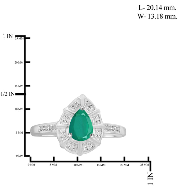 JewelonFire 0.70 Carat T.G.W. Emerald And Accent White Diamond Sterling Silver Ring - Assorted Colors