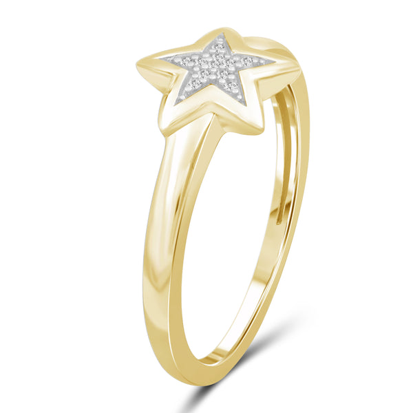 JewelonFire 1/20 Carat T.W. White Diamonds Sterling Silver Star Ring - Assorted Colors