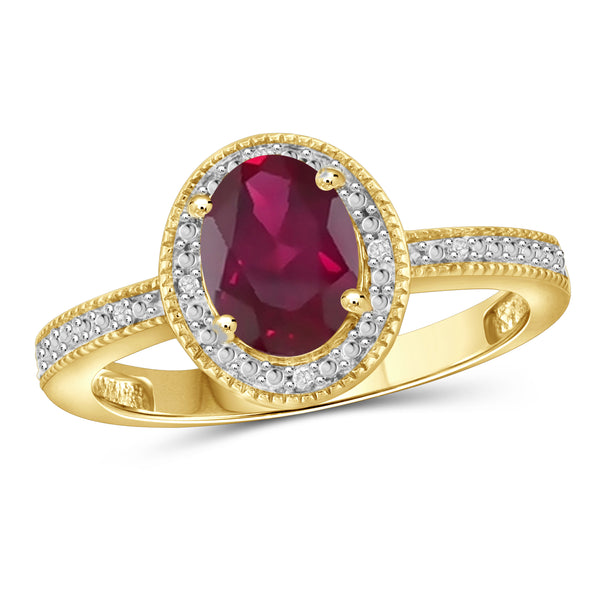 JewelonFire 1.95 Carat T.G.W. Ruby And Accent White Diamond Sterling Silver Ring - Assorted Colors