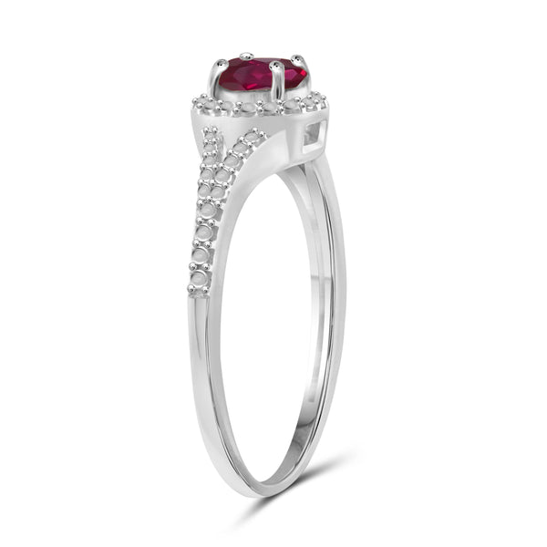 JewelonFire 0.70 Carat T.G.W. Ruby And Accent White Diamond Sterling Silver Ring - Assorted Colors