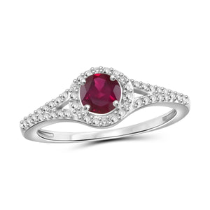 JewelonFire 0.70 Carat T.G.W. Ruby And Accent White Diamond Sterling Silver Ring - Assorted Colors