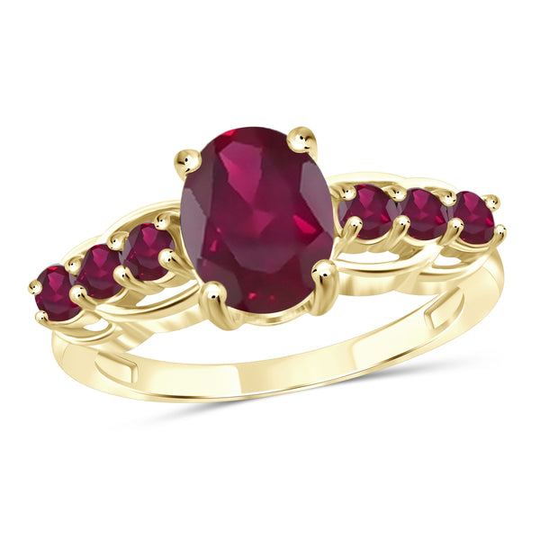 JewelonFire 3.10 Carat T.G.W. Ruby Sterling Silver Ring - Assorted Colors