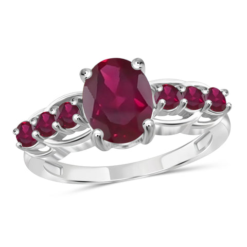 JewelonFire 3.10 Carat T.G.W. Ruby Sterling Silver Ring - Assorted Colors