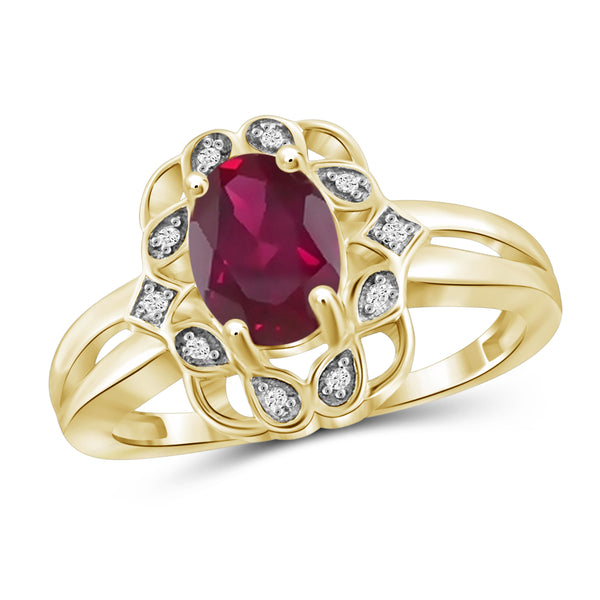 JewelonFire 1.95 Carat T.G.W. Ruby And Accent White Diamond Sterling Silver Ring - Assorted Colors