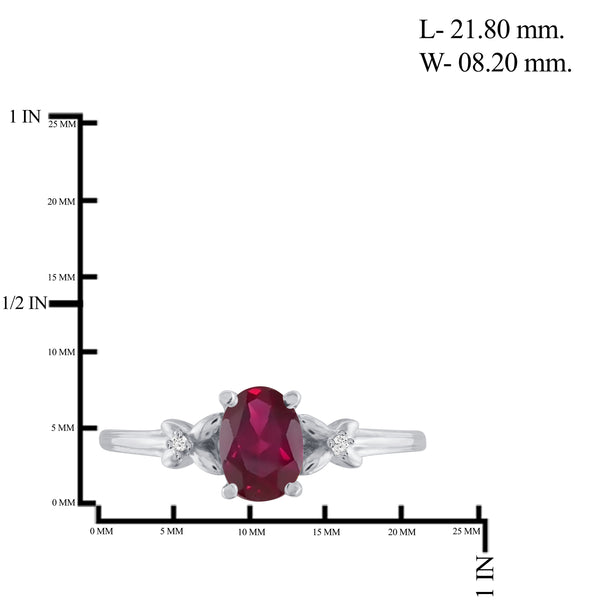 JewelonFire 0.90 Carat T.G.W. Ruby And Accent White Diamond Sterling Silver Ring - Assorted Colors