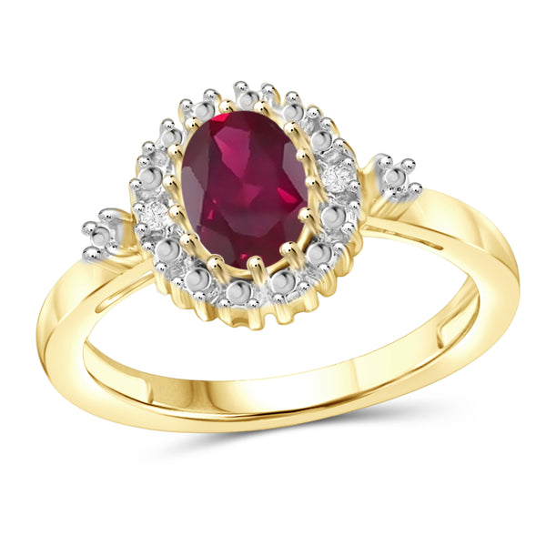 JewelonFire 1.95 Carat T.G.W. Ruby And Accent White Diamond Sterling Silver Ring - Assorted Colors