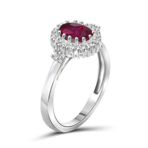 JewelonFire 1.95 Carat T.G.W. Ruby And Accent White Diamond Sterling Silver Ring - Assorted Colors