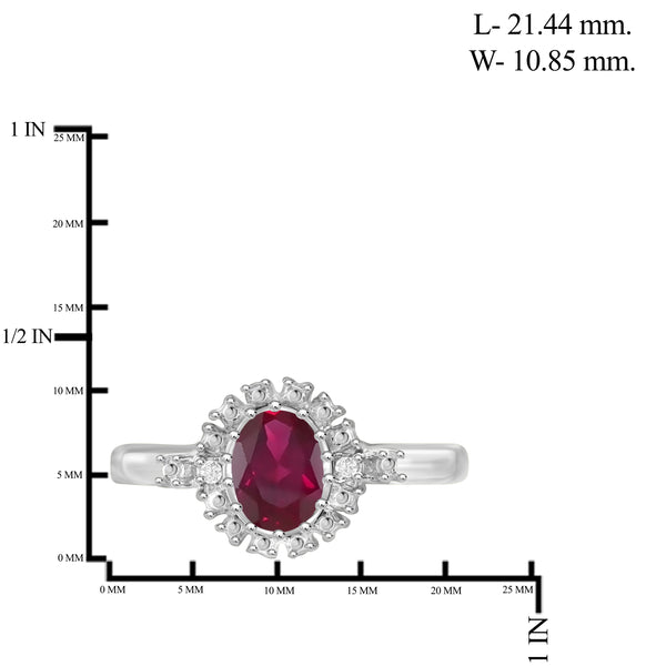 JewelonFire 1.95 Carat T.G.W. Ruby And Accent White Diamond Sterling Silver Ring - Assorted Colors