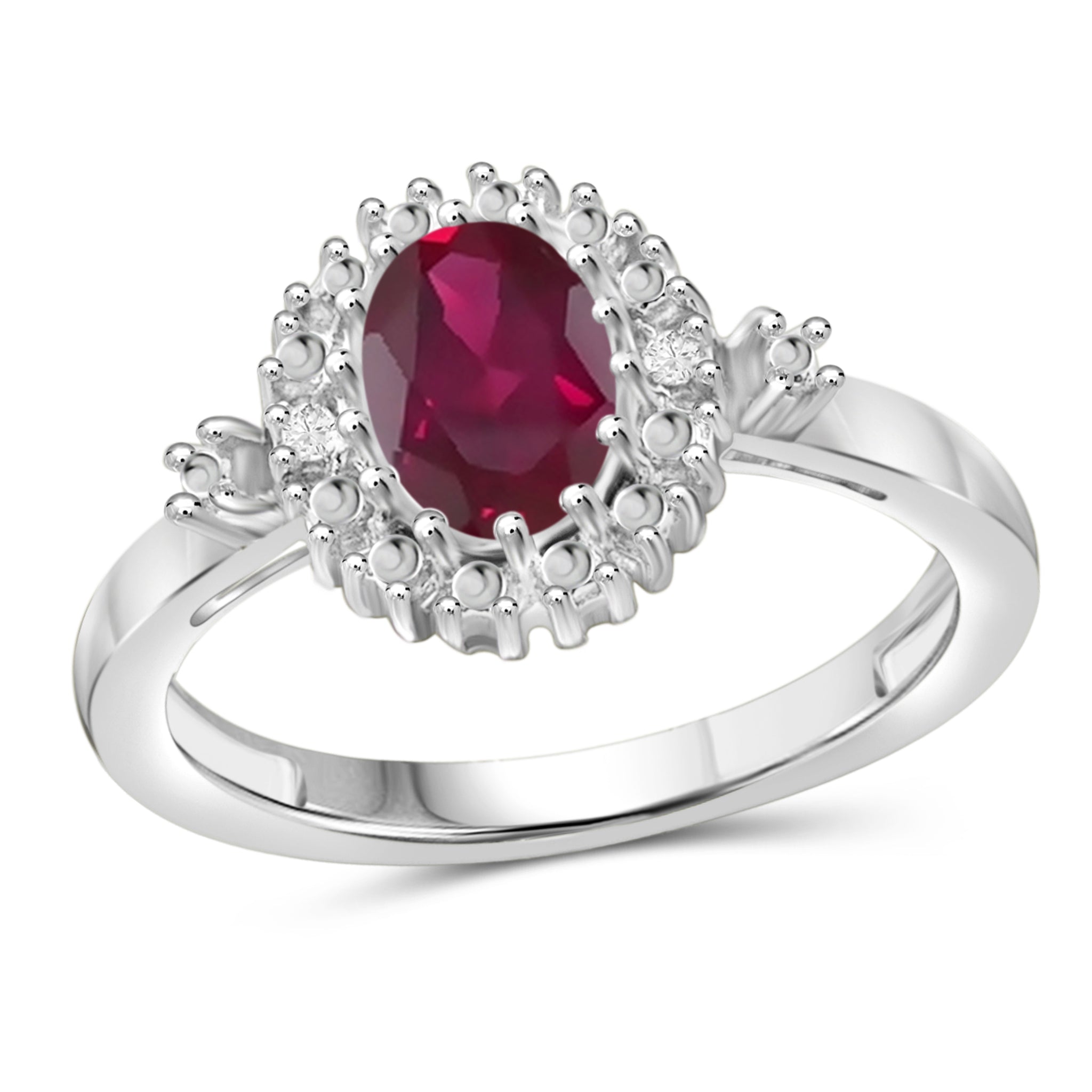 JewelonFire 1.95 Carat T.G.W. Ruby And Accent White Diamond Sterling Silver Ring - Assorted Colors