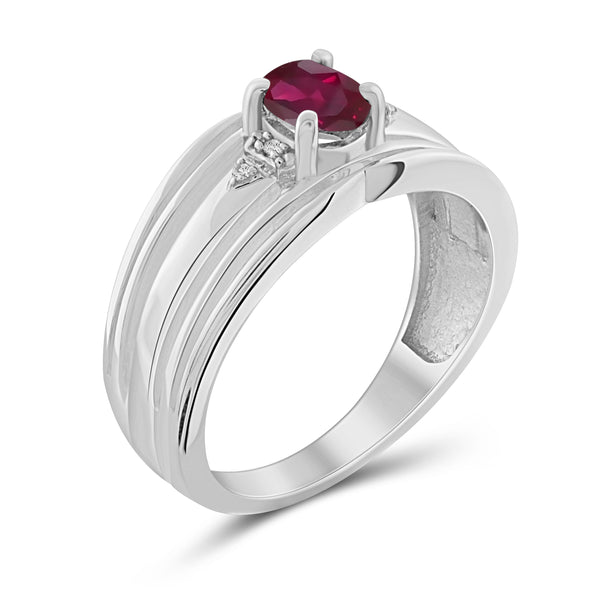 JewelonFire 0.50 Carat T.G.W. Ruby And Accent White Diamond Sterling Silver Ring - Assorted Colors