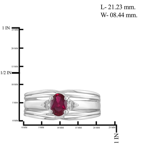 JewelonFire 0.50 Carat T.G.W. Ruby And Accent White Diamond Sterling Silver Ring - Assorted Colors