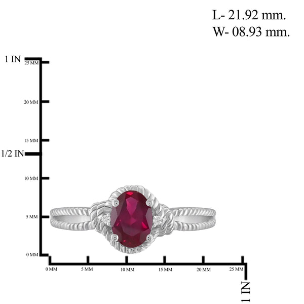 JewelonFire 0.90 Carat T.G.W. Ruby And Accent White Diamond Sterling Silver Ring - Assorted Colors