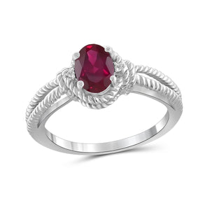 JewelonFire 0.90 Carat T.G.W. Ruby And Accent White Diamond Sterling Silver Ring - Assorted Colors