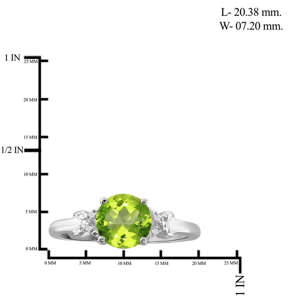 JewelonFire 1 1/2 Carat T.G.W. Peridot And White Diamond Accent Sterling Silver Ring - Assorted Colors