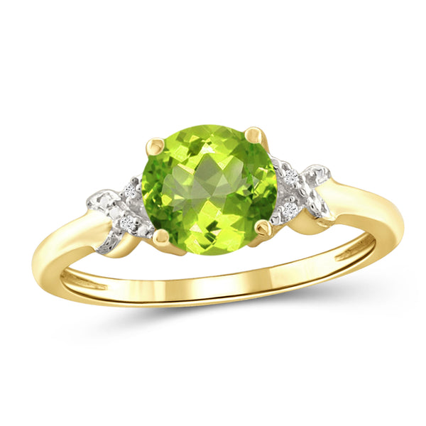 JewelonFire 1 1/2 Carat T.G.W. Peridot And White Diamond Accent Sterling Silver Ring - Assorted Colors