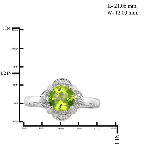 JewelonFire 1 1/2 Carat T.G.W. Peridot And White Diamond Accent Sterling Silver Ring - Assorted Colors