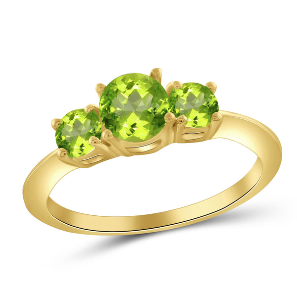 JewelonFire 1.00 Carat T.G.W. Peridot Sterling Silver Ring - Assorted Colors