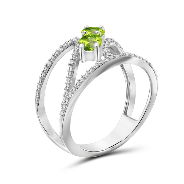 JewelonFire 1/2 Carat T.G.W. Peridot And White Diamond Accent Sterling Silver Ring - Assorted Colors