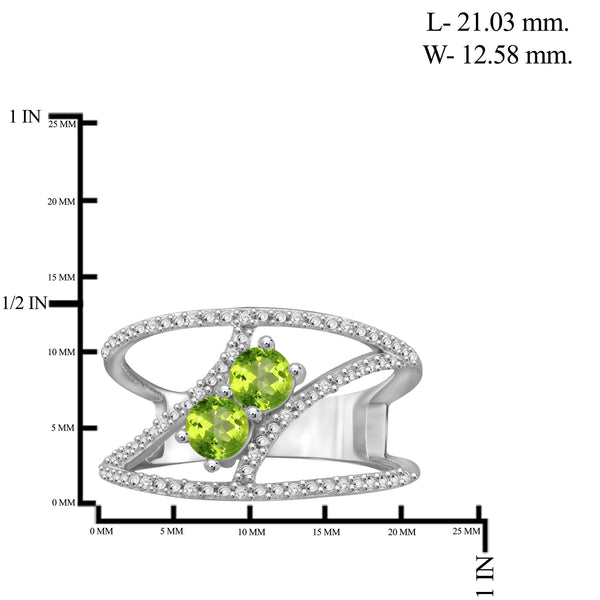 JewelonFire 1/2 Carat T.G.W. Peridot And White Diamond Accent Sterling Silver Ring - Assorted Colors