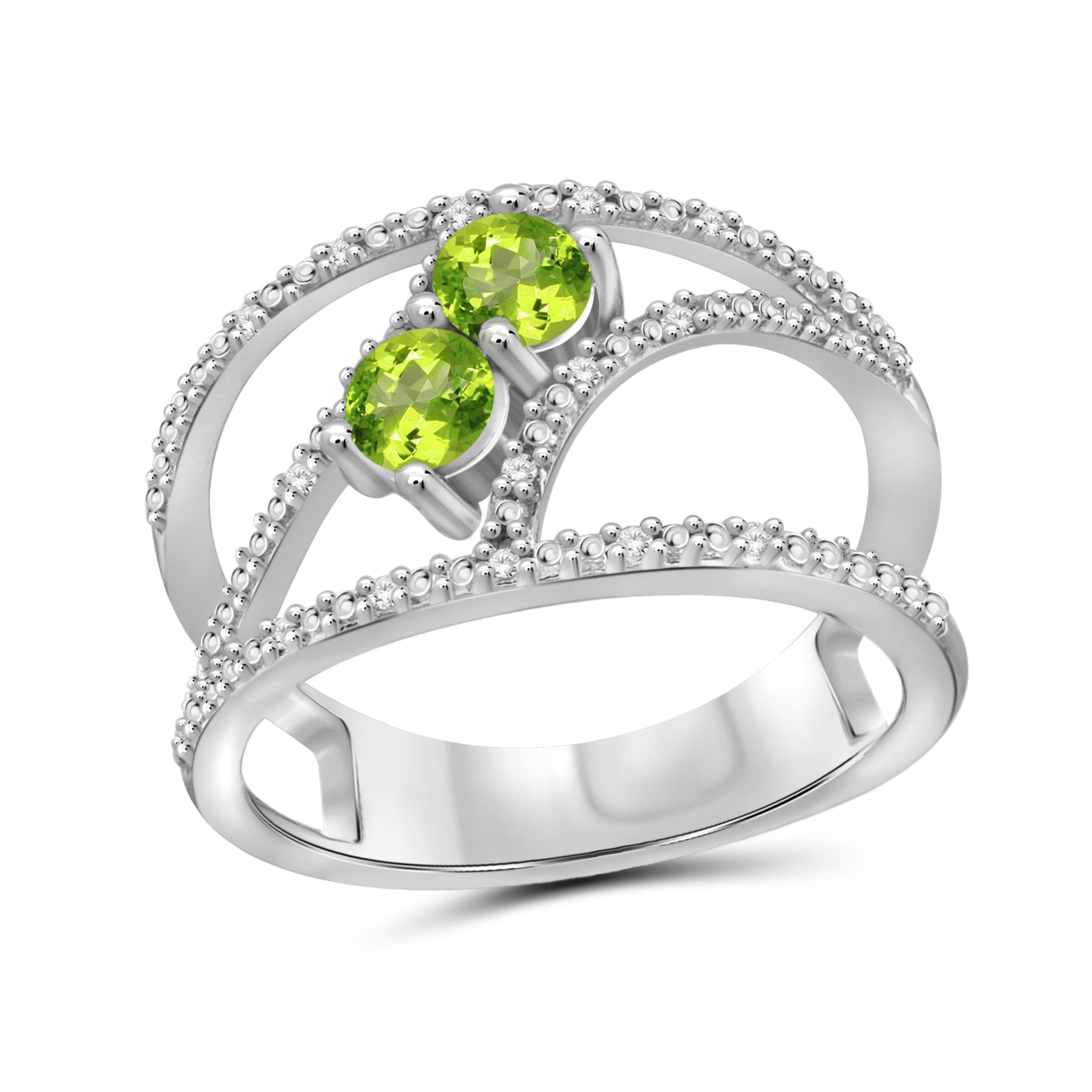 JewelonFire 1/2 Carat T.G.W. Peridot And White Diamond Accent Sterling Silver Ring - Assorted Colors