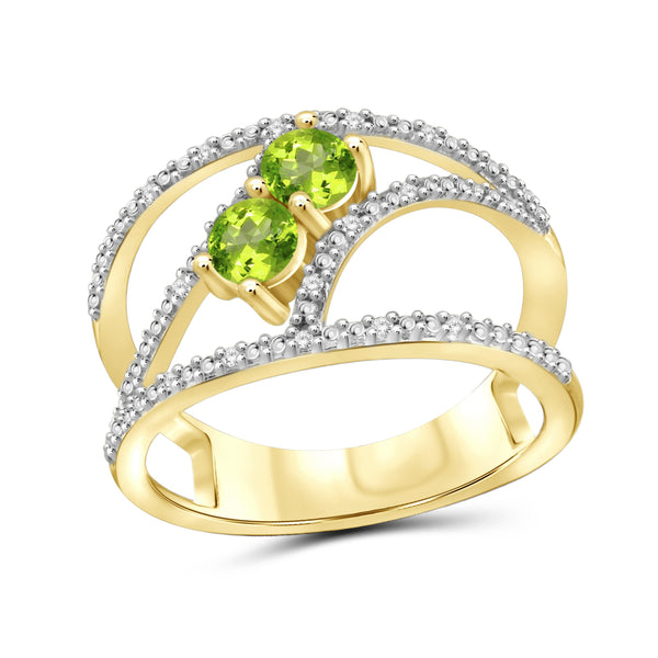 JewelonFire 1/2 Carat T.G.W. Peridot And White Diamond Accent Sterling Silver Ring - Assorted Colors