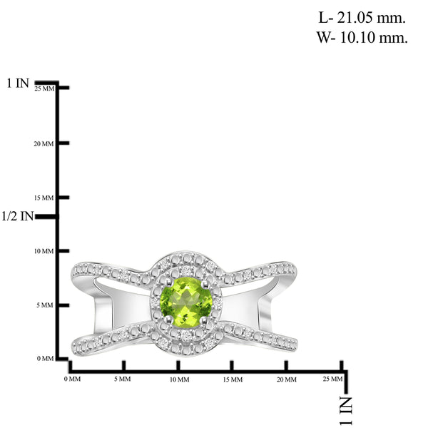 JewelonFire 1/4 Carat T.G.W. Peridot And White Diamond Accent Sterling Silver Ring - Assorted Colors