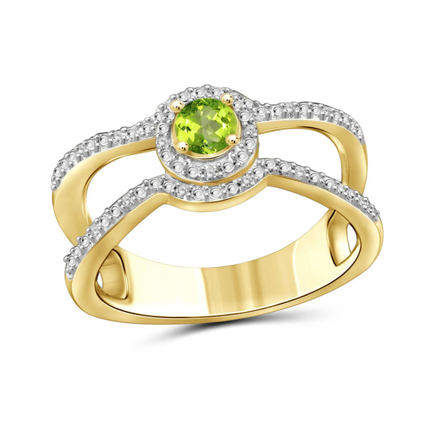 JewelonFire 1/4 Carat T.G.W. Peridot And White Diamond Accent Sterling Silver Ring - Assorted Colors