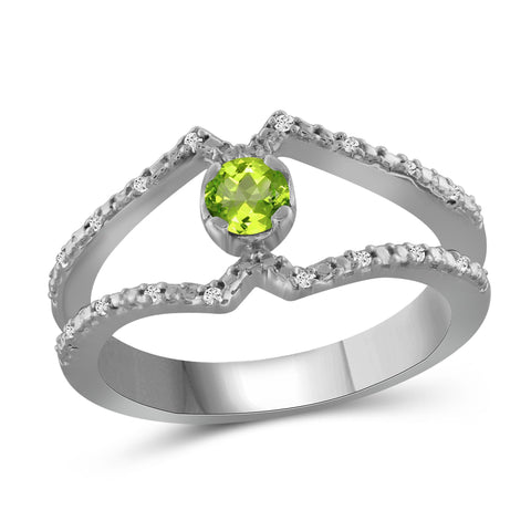 JewelonFire 1/4 Carat T.G.W. Peridot And White Diamond Accent Sterling Silver Ring - Assorted Colors