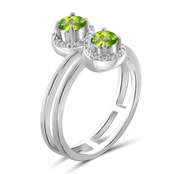 JewelonFire 1/2 Carat T.G.W. Peridot And White Diamond Accent Sterling Silver Ring - Assorted Colors