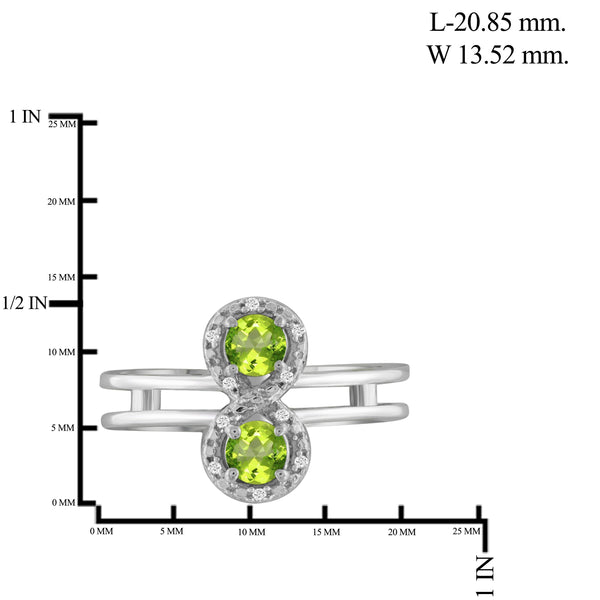 JewelonFire 1/2 Carat T.G.W. Peridot And White Diamond Accent Sterling Silver Ring - Assorted Colors