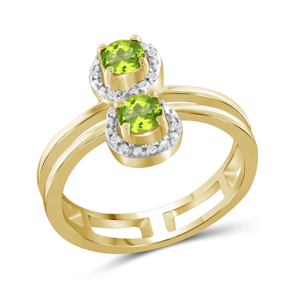 JewelonFire 1/2 Carat T.G.W. Peridot And White Diamond Accent Sterling Silver Ring - Assorted Colors